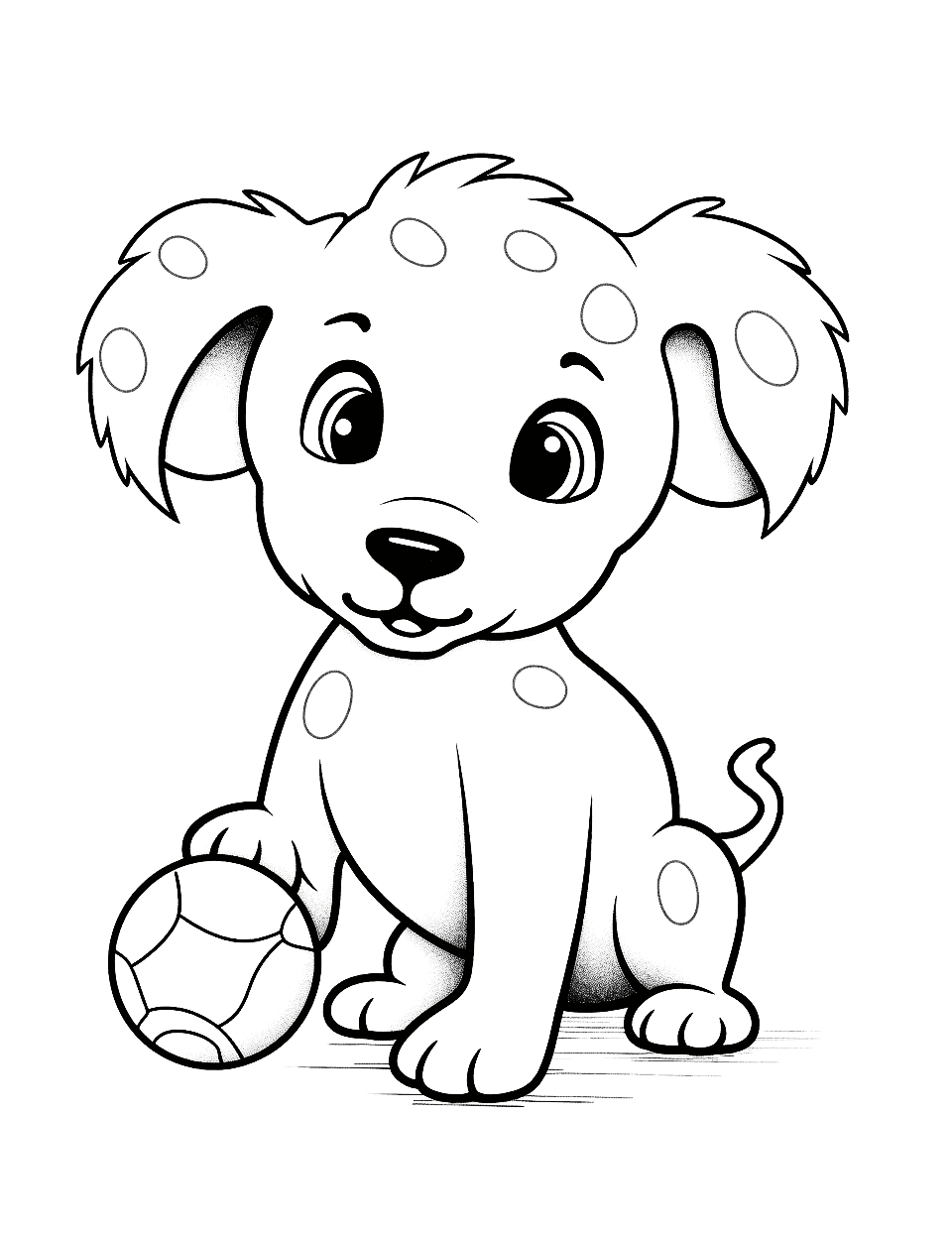Cute Puppy Animal Coloring Page - A cute and adorable puppy playing with a ball.