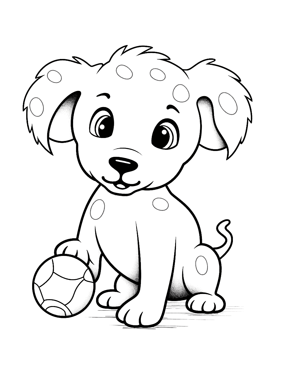 Cute Puppy Coloring Page - A cute and adorable puppy playing with a ball.