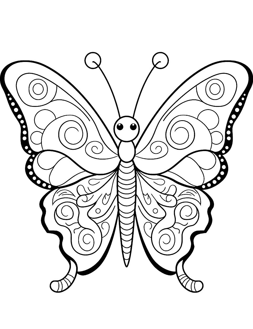 Advanced Butterfly Animal Coloring Page - A butterfly with intricate wings and delicate patterns to color.