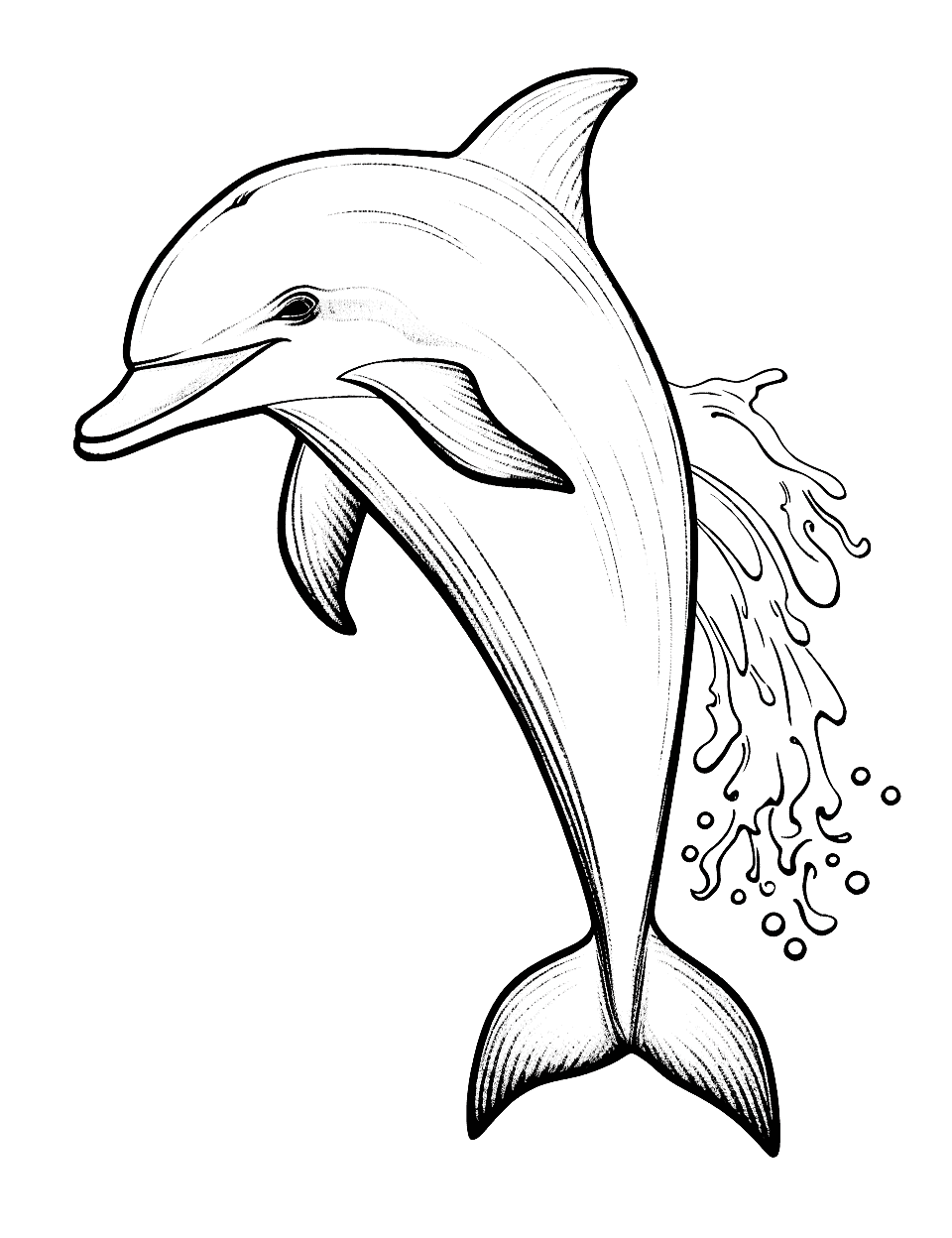 Dancing Dolphin Animal Coloring Page - A dolphin leaping out of the water in a graceful dance.