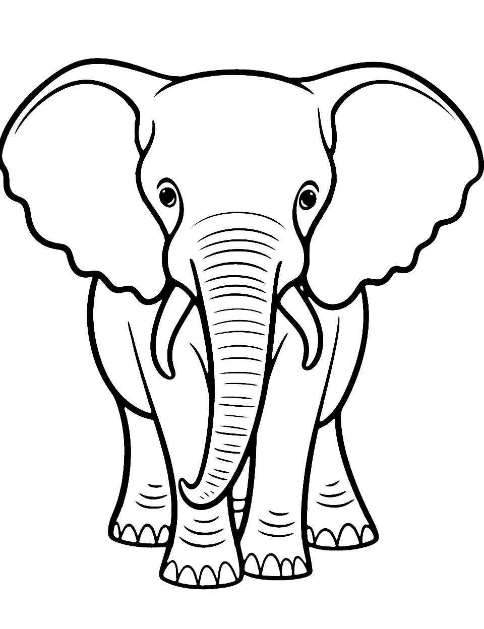 Wise Elephant Animal Coloring Page - A wise and gentle elephant with a calm and peaceful expression.
