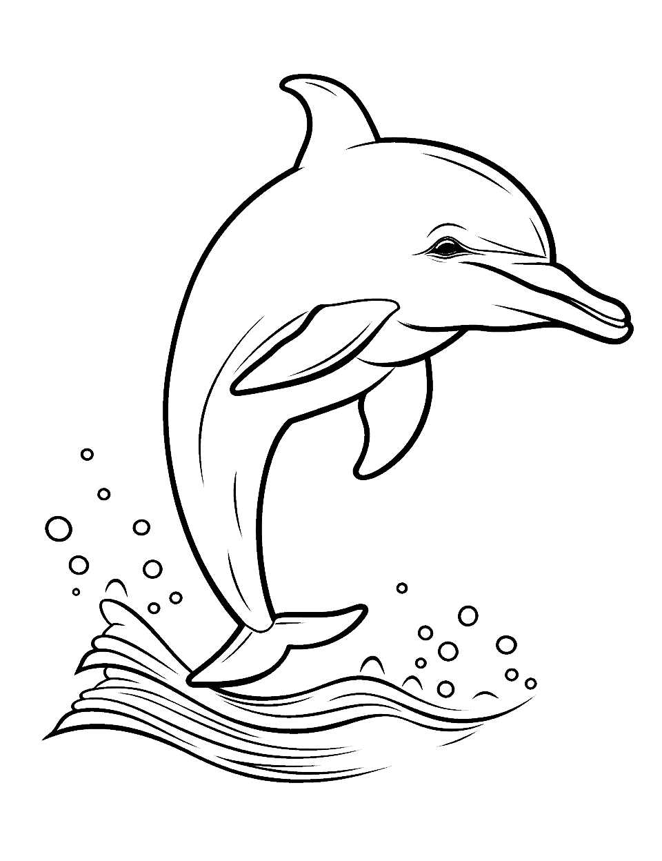 Splashing Dolphin Coloring Page - A dolphin jumping out of the water and creating a splash.