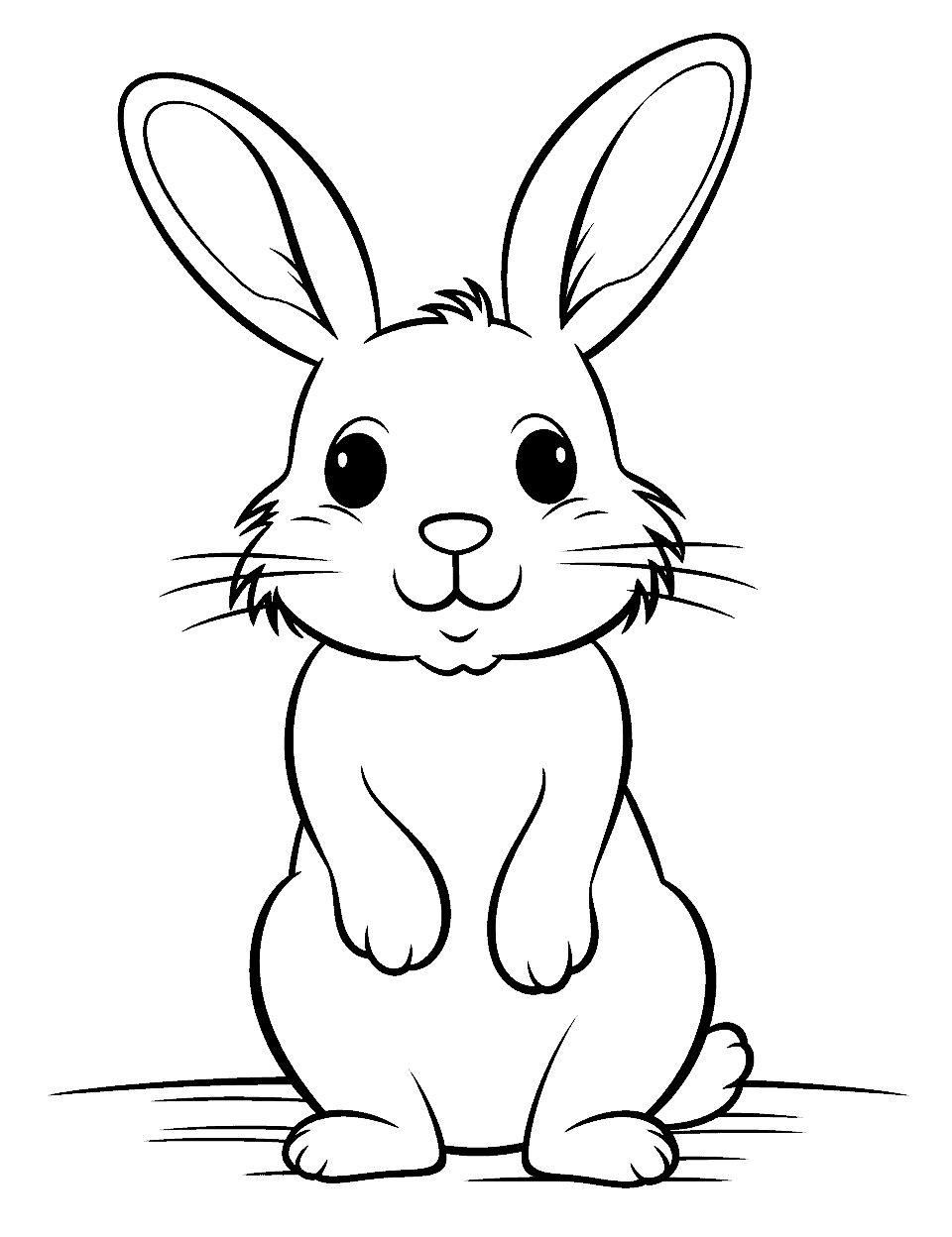 Easy Bunny Animal Coloring Page - An easy and simple bunny with floppy ears and a fluffy tail.