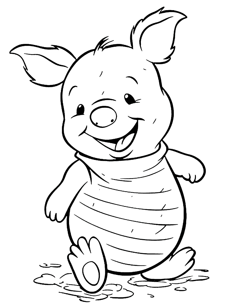 Adorable Piglet Animal Coloring Page - A cute and chubby piglet happily rolling in the mud.