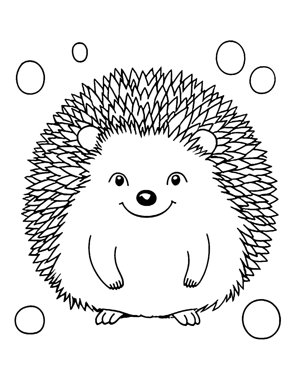 Cute Hedgehog Coloring Page - A cute hedgehog curled up into a tiny ball, covered in spines.