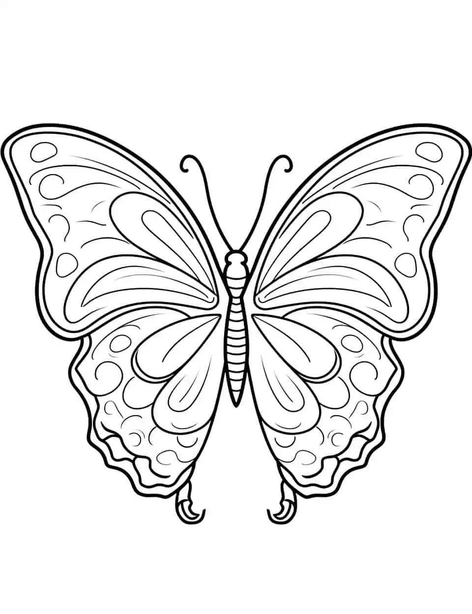 Swallowtail Serenity Butterfly Coloring Page - A realistic coloring page showcasing the exquisite beauty of a swallowtail butterfly.