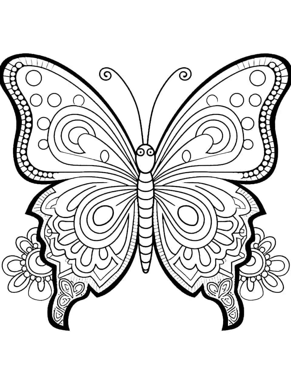 Beautiful Butterfly Coloring Pages For Adults: Calming Stress