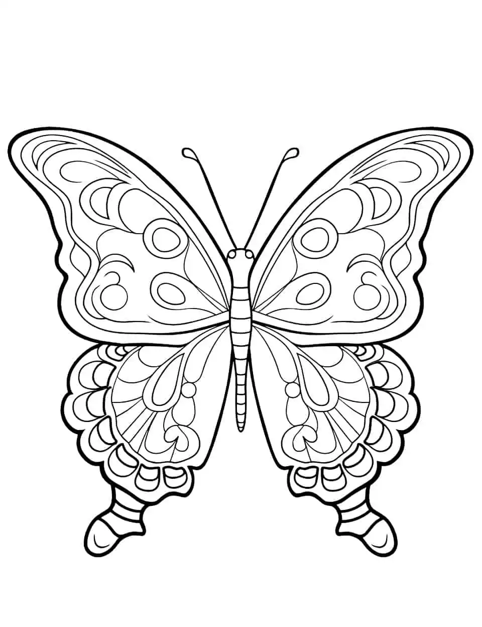 Imaginative Insect Coloring Page - A coloring page featuring a whimsical butterfly design with imaginative patterns.