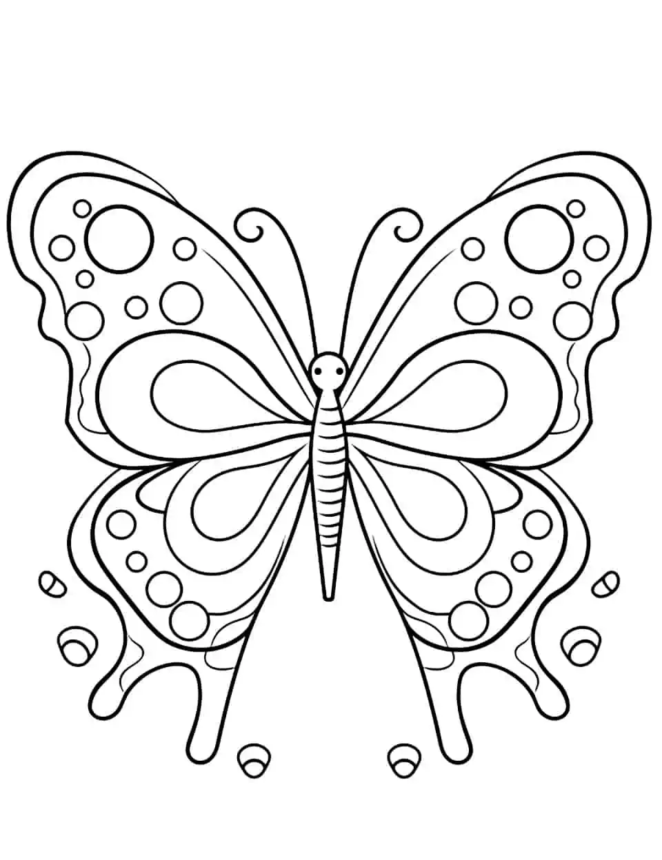 Rainbow Wingspan Butterfly Coloring Page - A vibrant coloring page showcasing a butterfly with an expansive rainbow-colored wingspan.