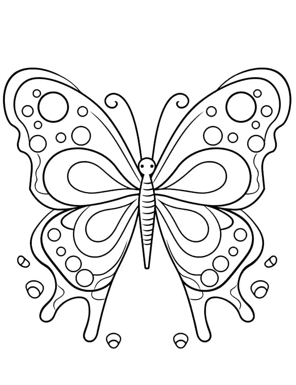 Rainbow Wingspan Coloring Page - A vibrant coloring page showcasing a butterfly with an expansive rainbow-colored wingspan.