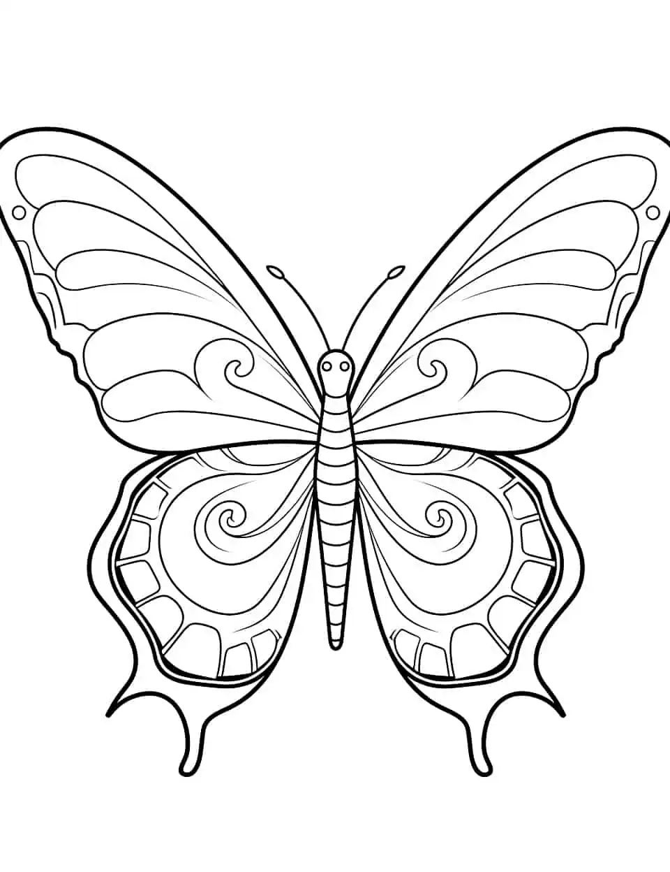 Graceful Gradients Butterfly Coloring Page - A coloring page featuring a butterfly with beautiful gradients and shading.