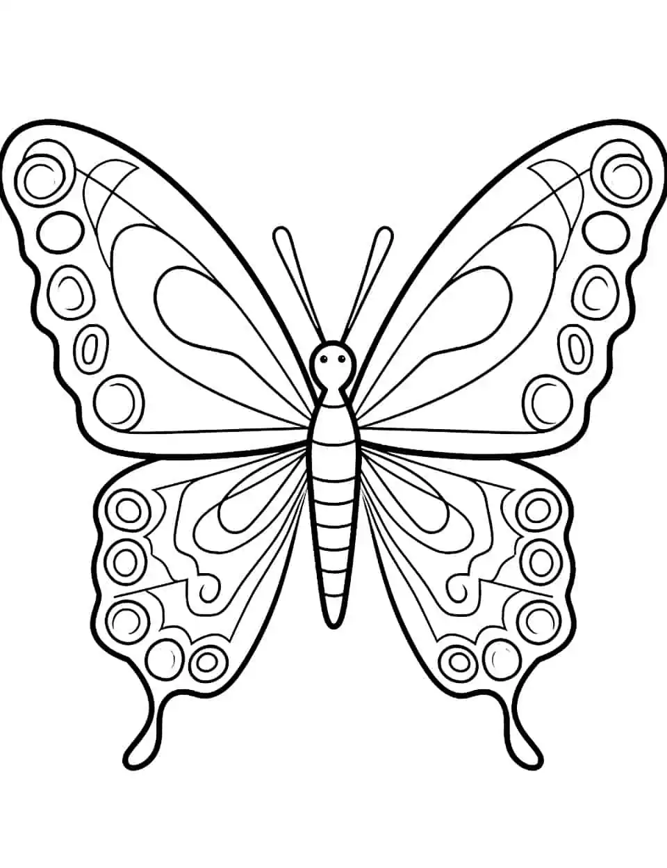 Artistic Abstraction Butterfly Coloring Page - A coloring page with a butterfly design that encourages artistic expression and creativity.