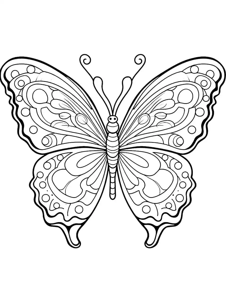 Delicate Details Coloring Page - A coloring page showcasing a butterfly with intricate wing patterns and delicate features.