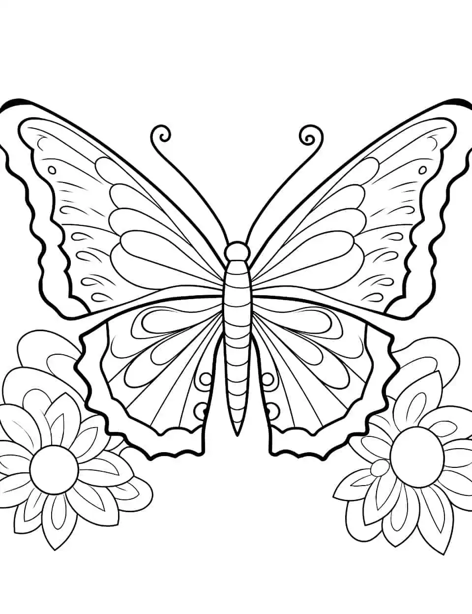 Floral Butterfly Coloring Sheet