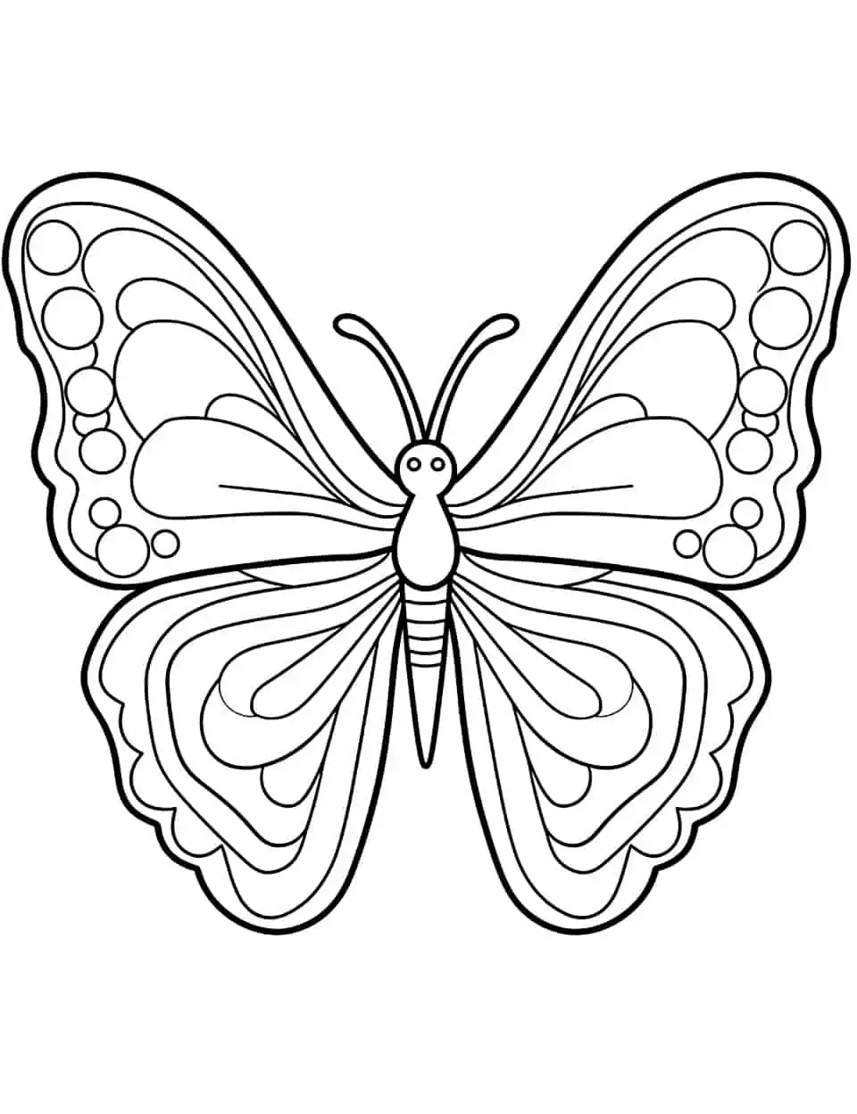Bold Outlines Butterfly Coloring Page - A coloring page featuring a butterfly with bold and defined outlines for coloring practice.