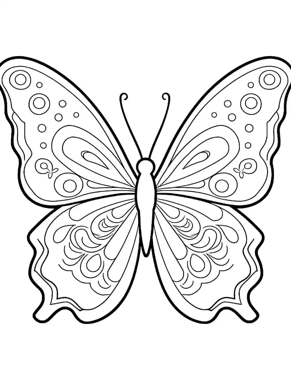 Artistic Exploration Butterfly Coloring Page - A coloring page encouraging kids to create their own butterfly designs using different patterns.
