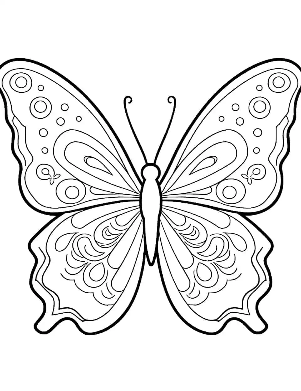 Artistic Exploration Coloring Page - A coloring page encouraging kids to create their own butterfly designs using different patterns.