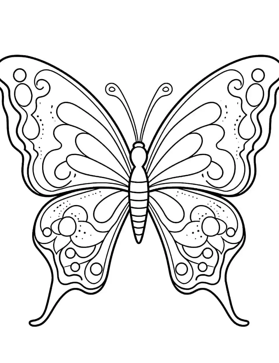 Intricate Intrigue Coloring Page - A coloring page with a highly detailed butterfly design, perfect for older kids and adults.