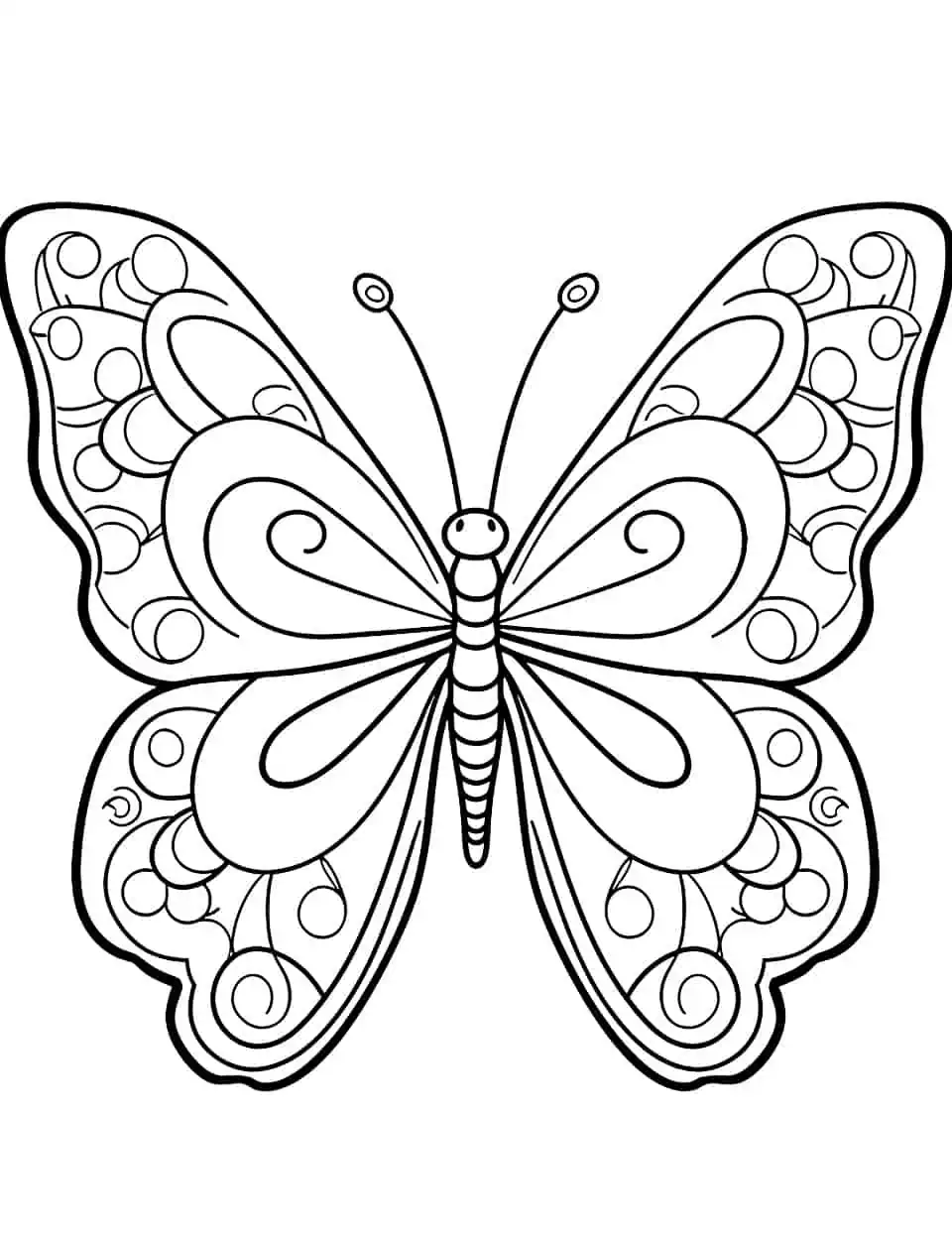 Aesthetic Aura Butterfly Coloring Page - A mesmerizing mandala-style coloring page showcasing a butterfly surrounded by intricate patterns.
