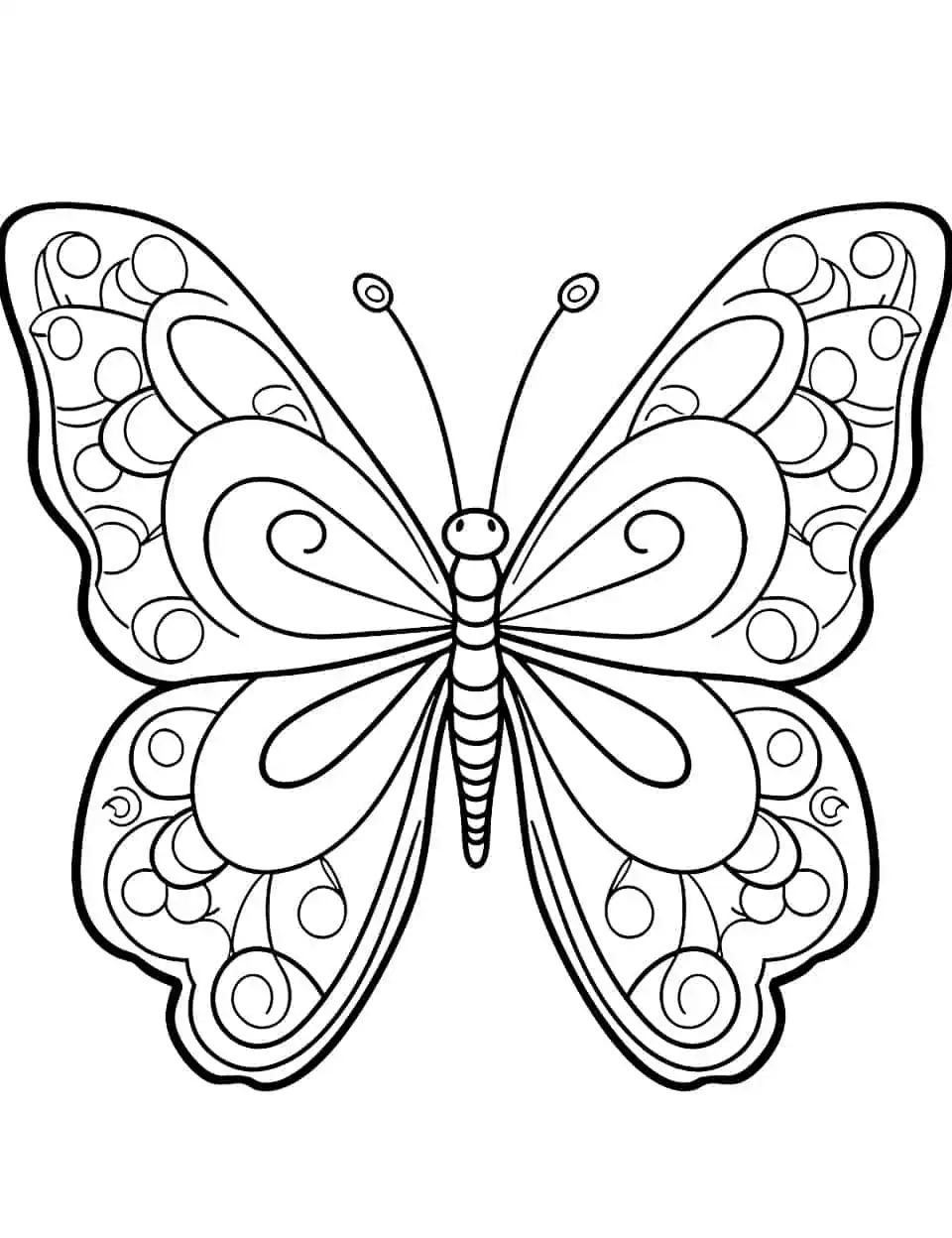 Aesthetic Aura Coloring Page - A mesmerizing mandala-style coloring page showcasing a butterfly surrounded by intricate patterns.