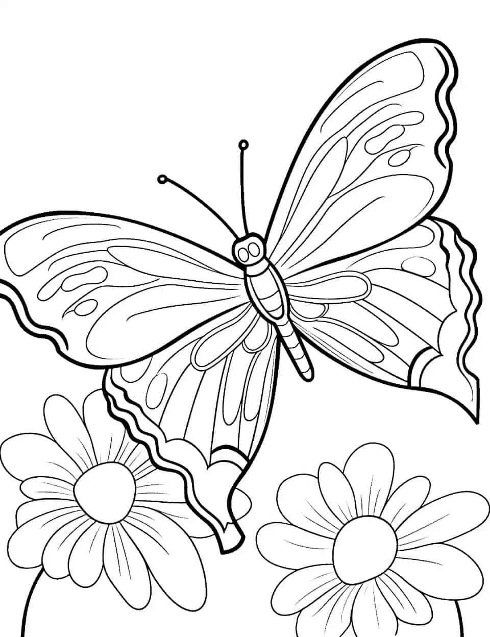 butterfly and flower coloring pages