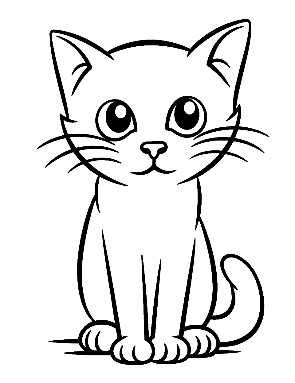 Easy Coloring Page of a Cat Silhouette - A simple silhouette of a cat, great for young children or those new to coloring.