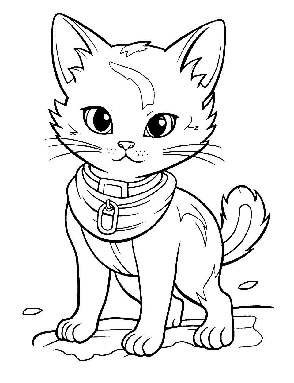 Warrior Clan Cat on a Mission Coloring Page - A strong and brave warrior cat from the popular book series, on a secret mission for its clan.