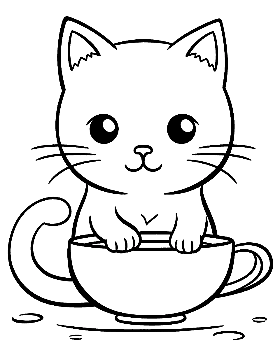 Kawaii kitten coloring pages 