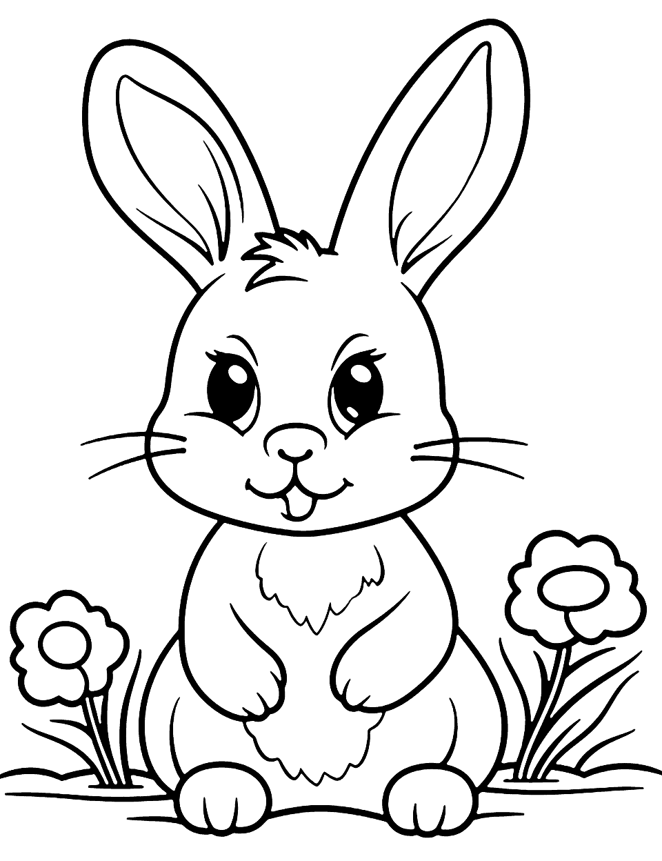 Simple Bunny Coloring Page - A basic outline of a bunny for younger kids to practice their coloring skills.