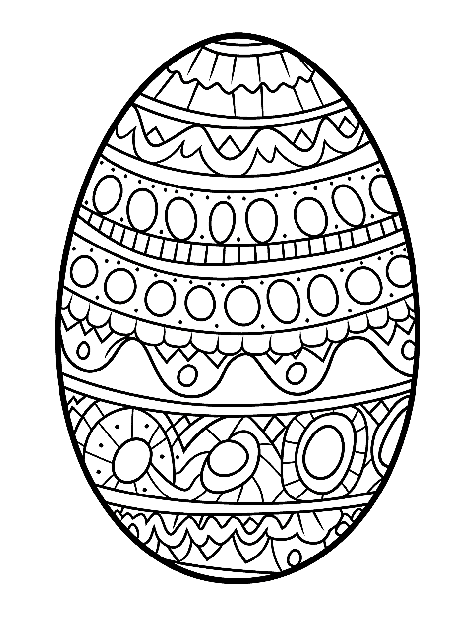 Large Easter Egg Coloring Page - A giant-sized Easter egg, perfect for experimenting with different color combinations.