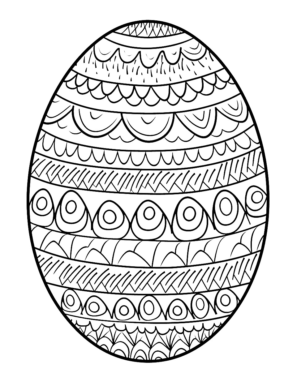 Easter Egg Mandala Coloring Page - An intricate mandala design formed by Easter eggs providing a meditative coloring experience.