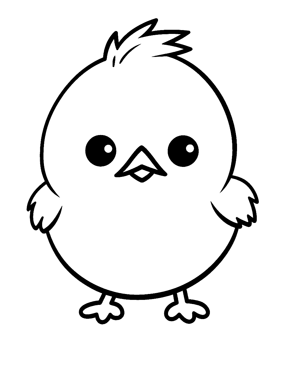 Kawaii Chick Coloring Page - An adorable, chubby chick with thick lines and easy to color.