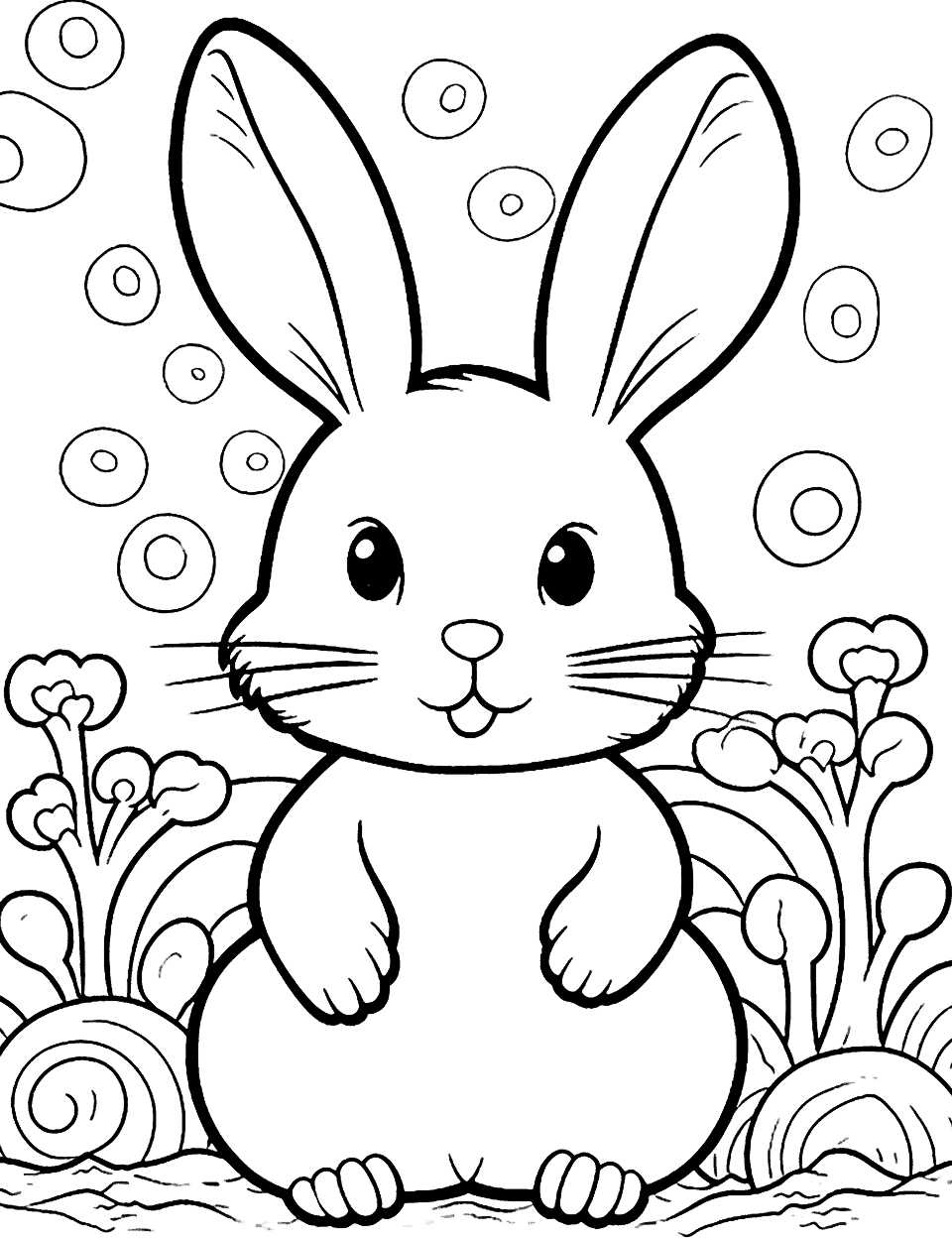 Full-Size Bunny Easter Coloring Page - A large-sized bunny with long ears, inviting kids to color it with their favorite hues.