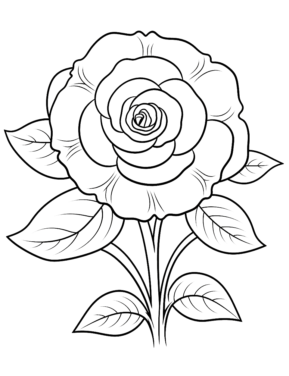 Difficult Rose Challenge Flower Coloring Page - An intricately designed rose coloring page for those seeking a challenge.