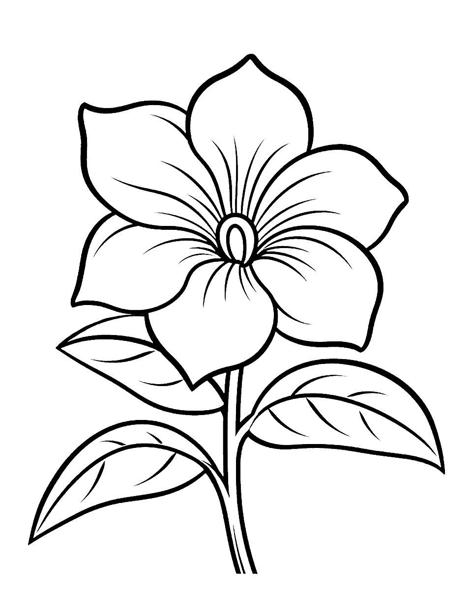 Cute Tropical Flower Coloring Page - A cute, simple drawing of a tropical flower for kindergarteners.