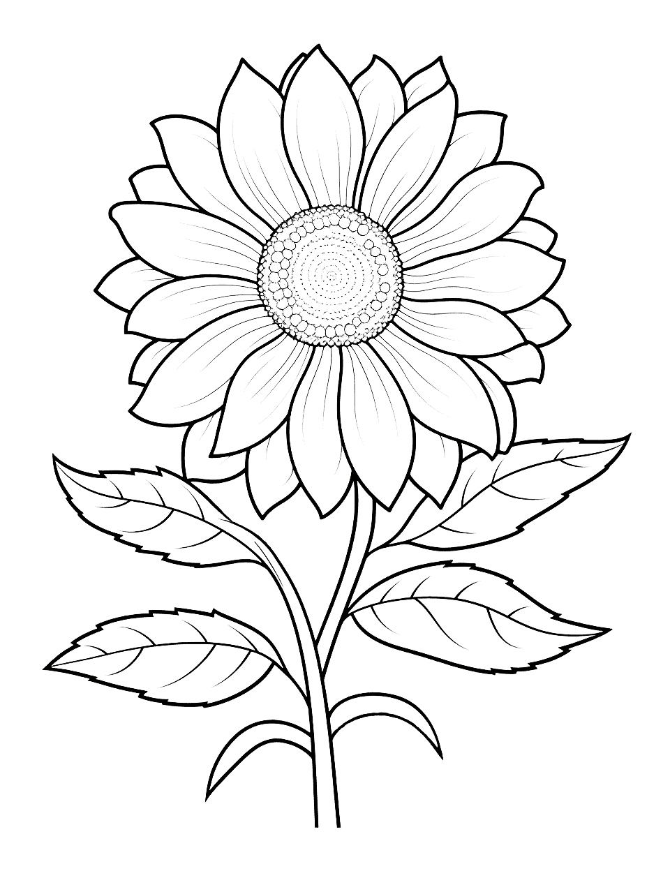 Cool and Realistic Sunflower Coloring Page - An advanced coloring page featuring a cool, realistic sunflower.