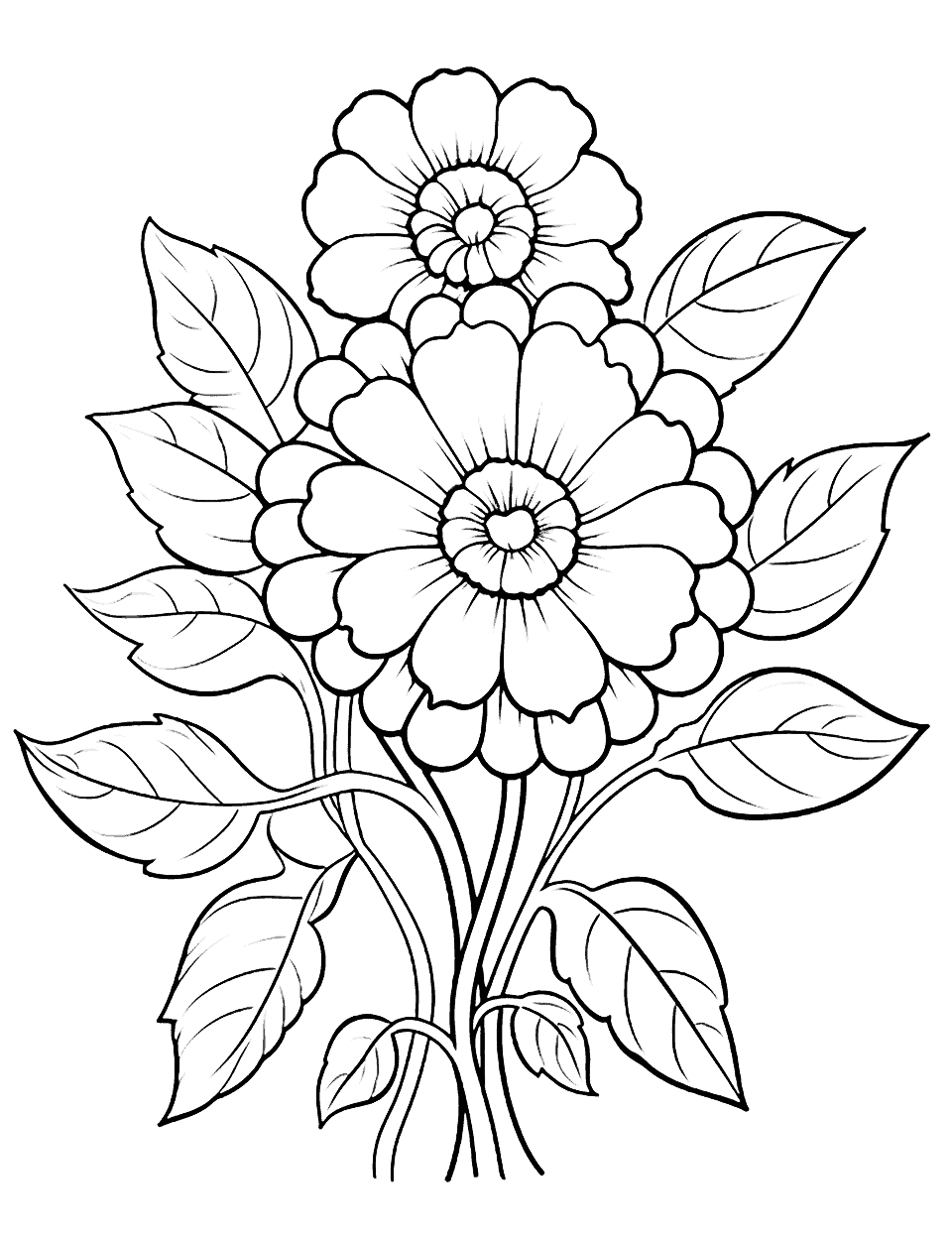 Advanced Springtime Flowers Flower Coloring Page - A realistic and detailed springtime flower scene.