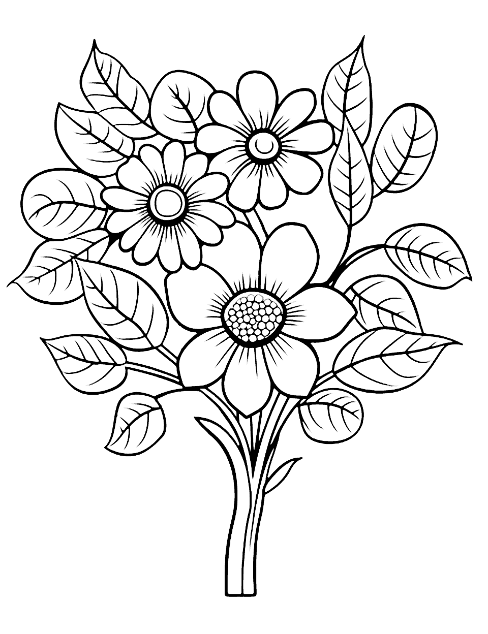 Beautiful Floral Heart Flower Coloring Page - An intricate heart design filled with beautiful flowers.