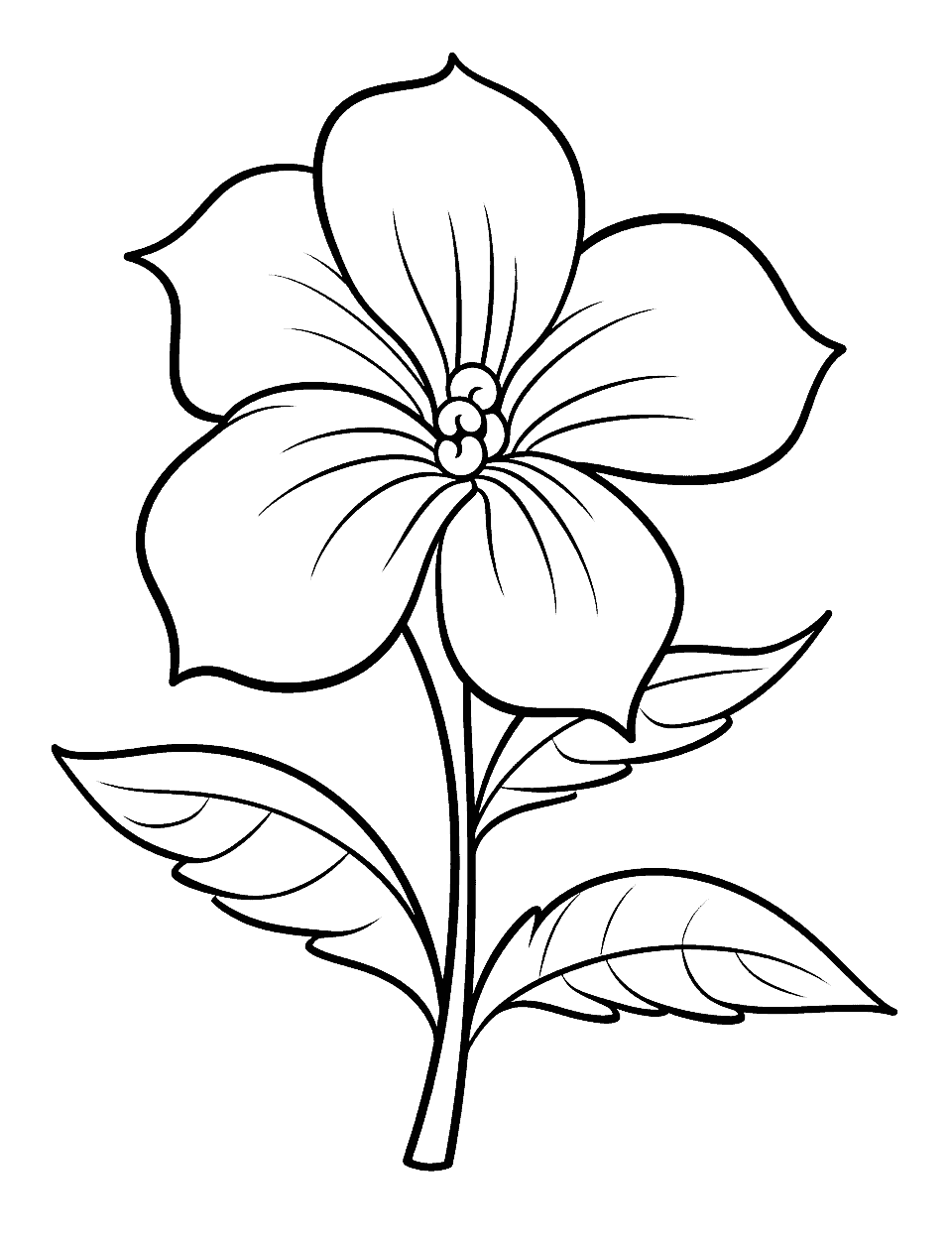 Tropical Flower for Preschool Coloring Page - A simple, large tropical flower design that is suitable for preschool kids.