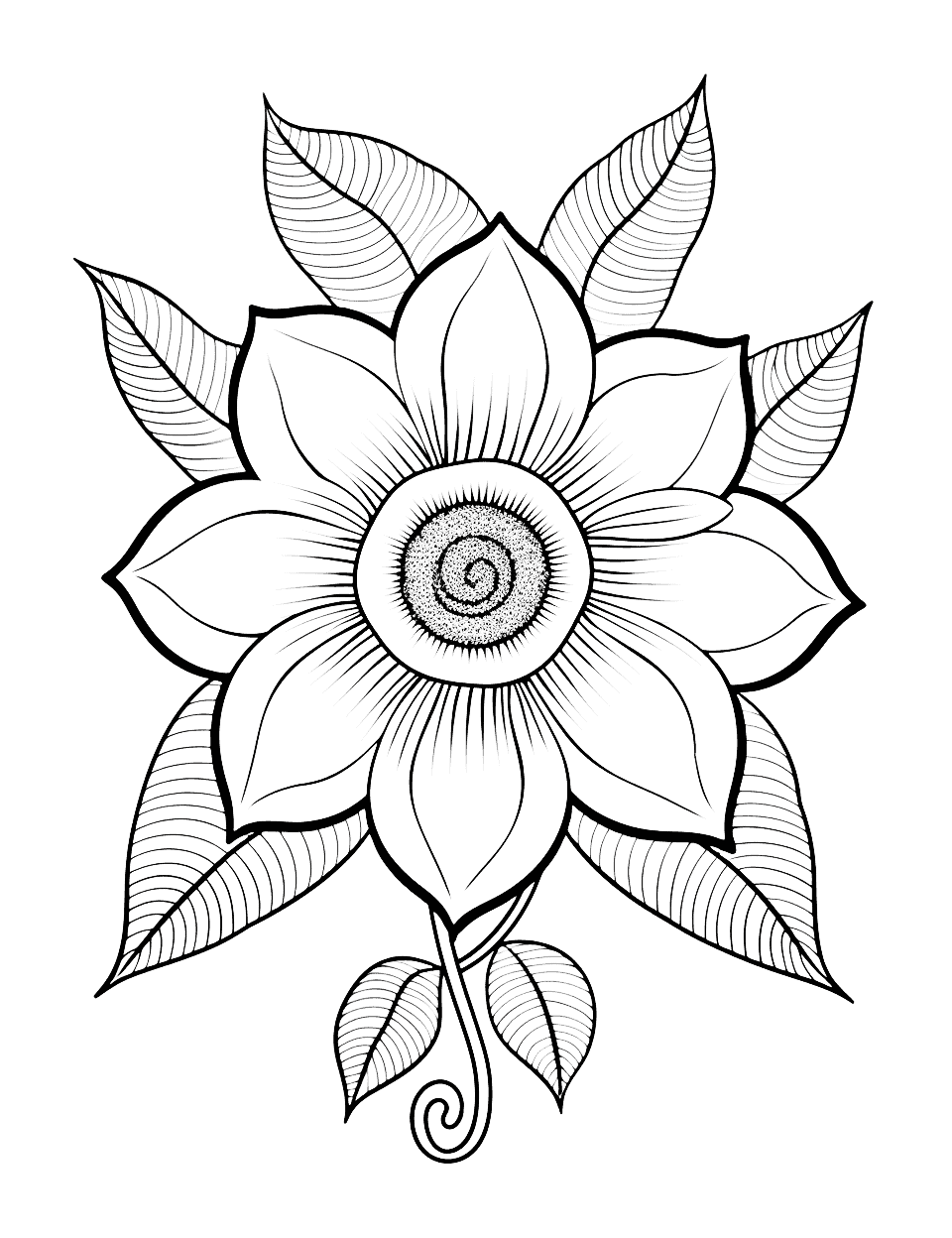 Tropical Flower Mandala Coloring Page - A complex mandala featuring a variety of tropical flowers.