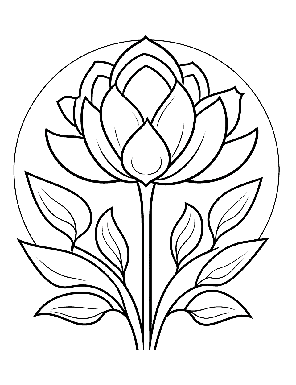 Pretty Tulip Mandala Flower Coloring Page - A pretty mandala design incorporating tulips.
