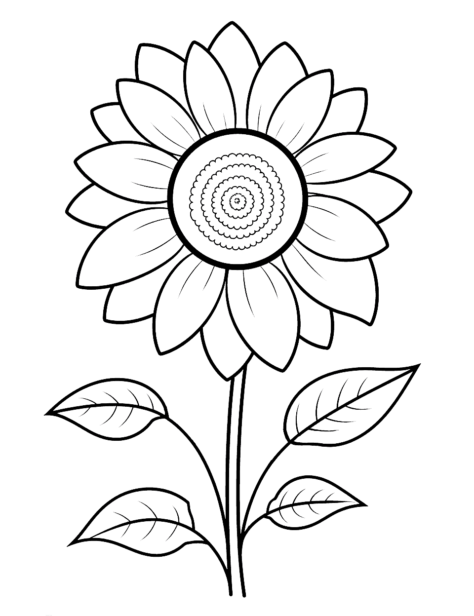 simple sunflower coloring pages