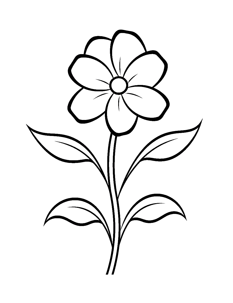 Pretty Flower Drawing for Preschool Coloring Page - A cute and simple flower drawing suitable for preschool kids.