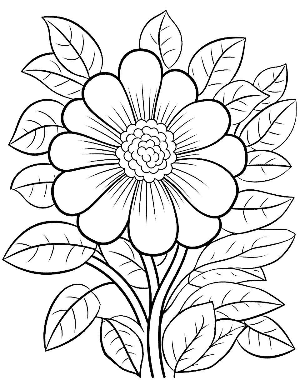 Cool Floral Design Flower Coloring Page - An advanced coloring page featuring a cool floral design.