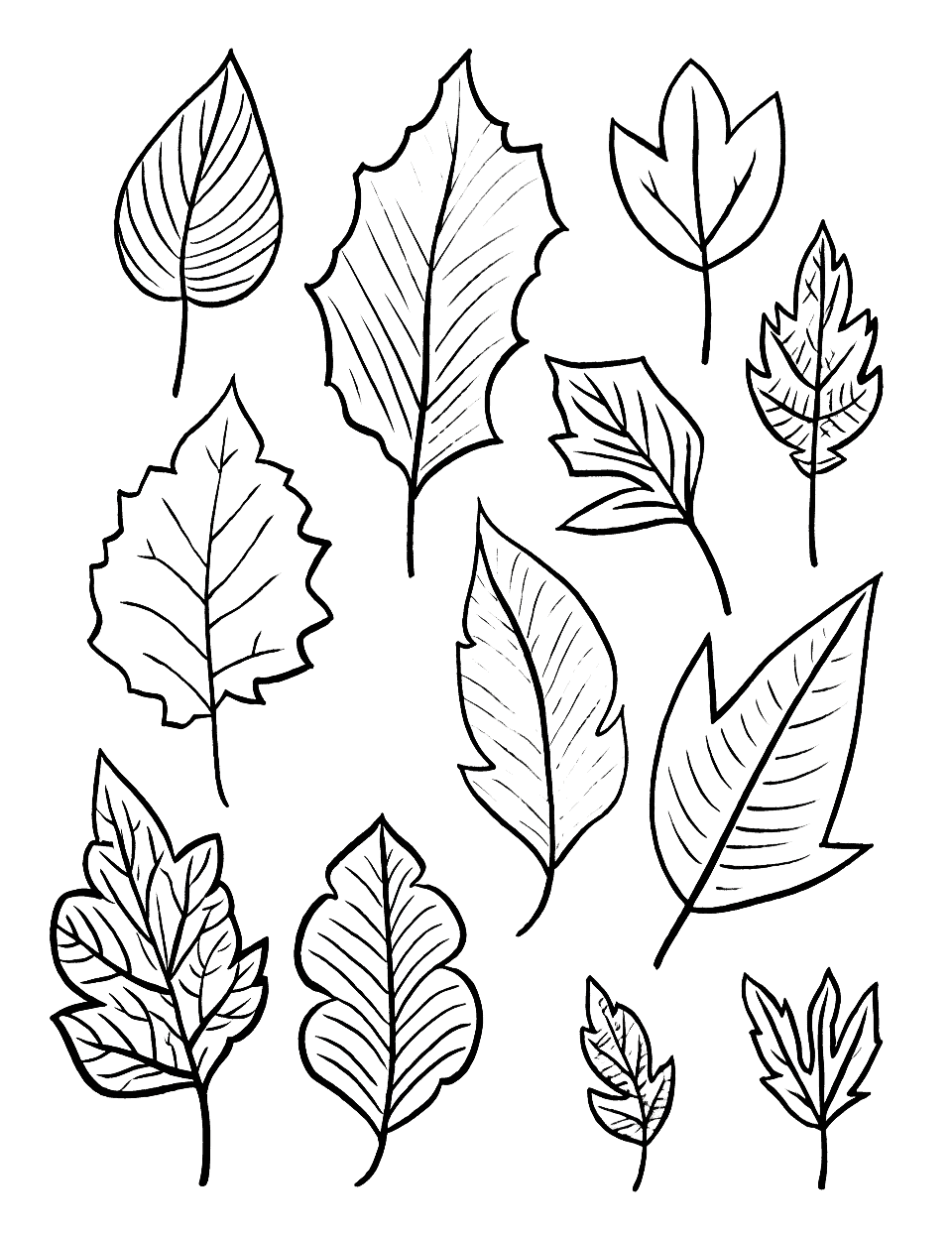 Fall Leaves Scene Thanksgiving Coloring Page - A more complex fall scene with intricate patterns and designs, suitable for 4th graders.