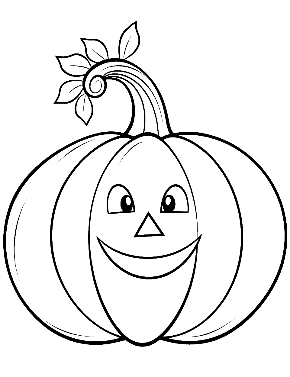 Kindergarten Pumpkin Fun Thanksgiving Coloring Page - A cute, basic pumpkin picture for kindergarten children to color.