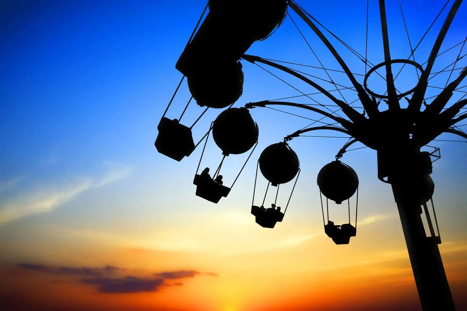 Amusement park at sunset