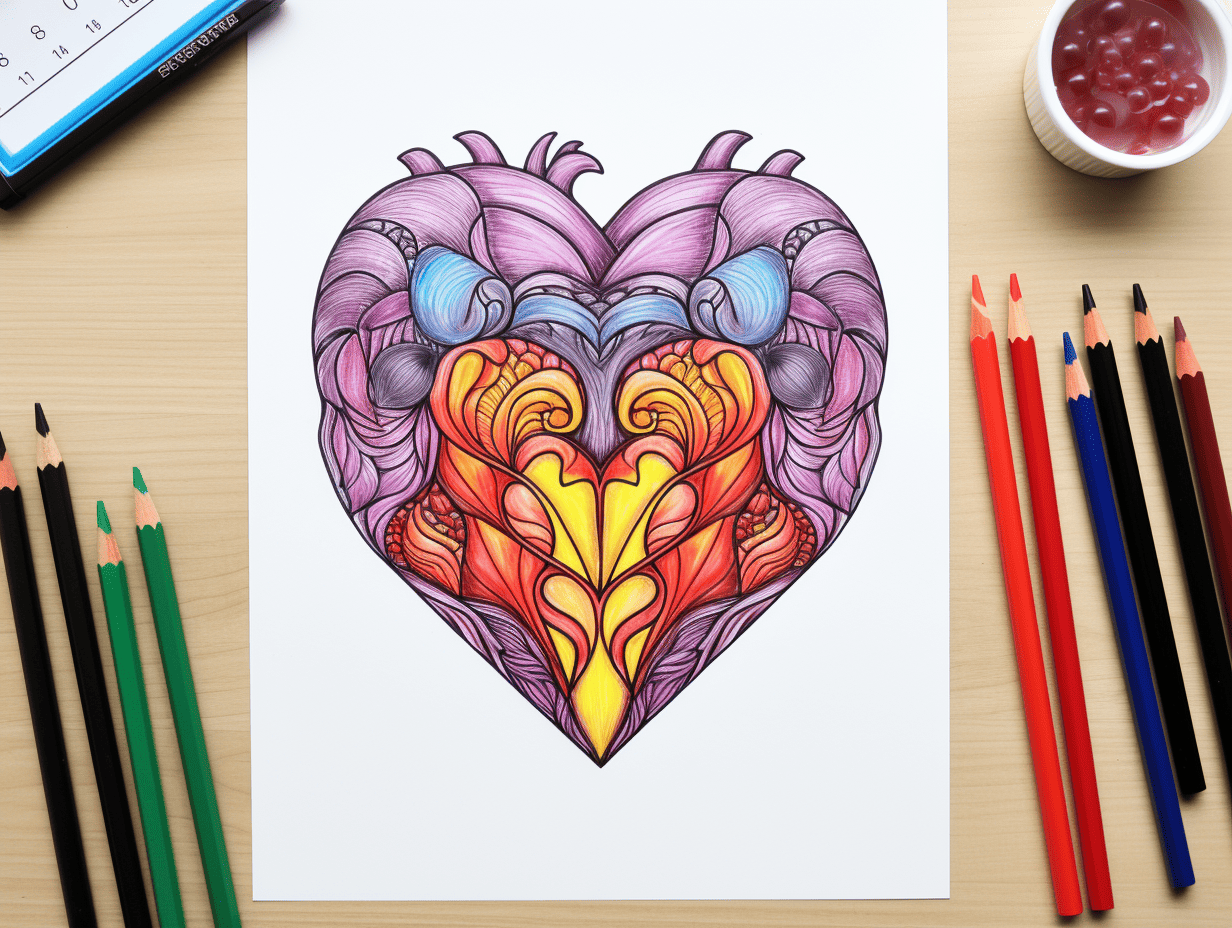 easy abstract heart coloring pages