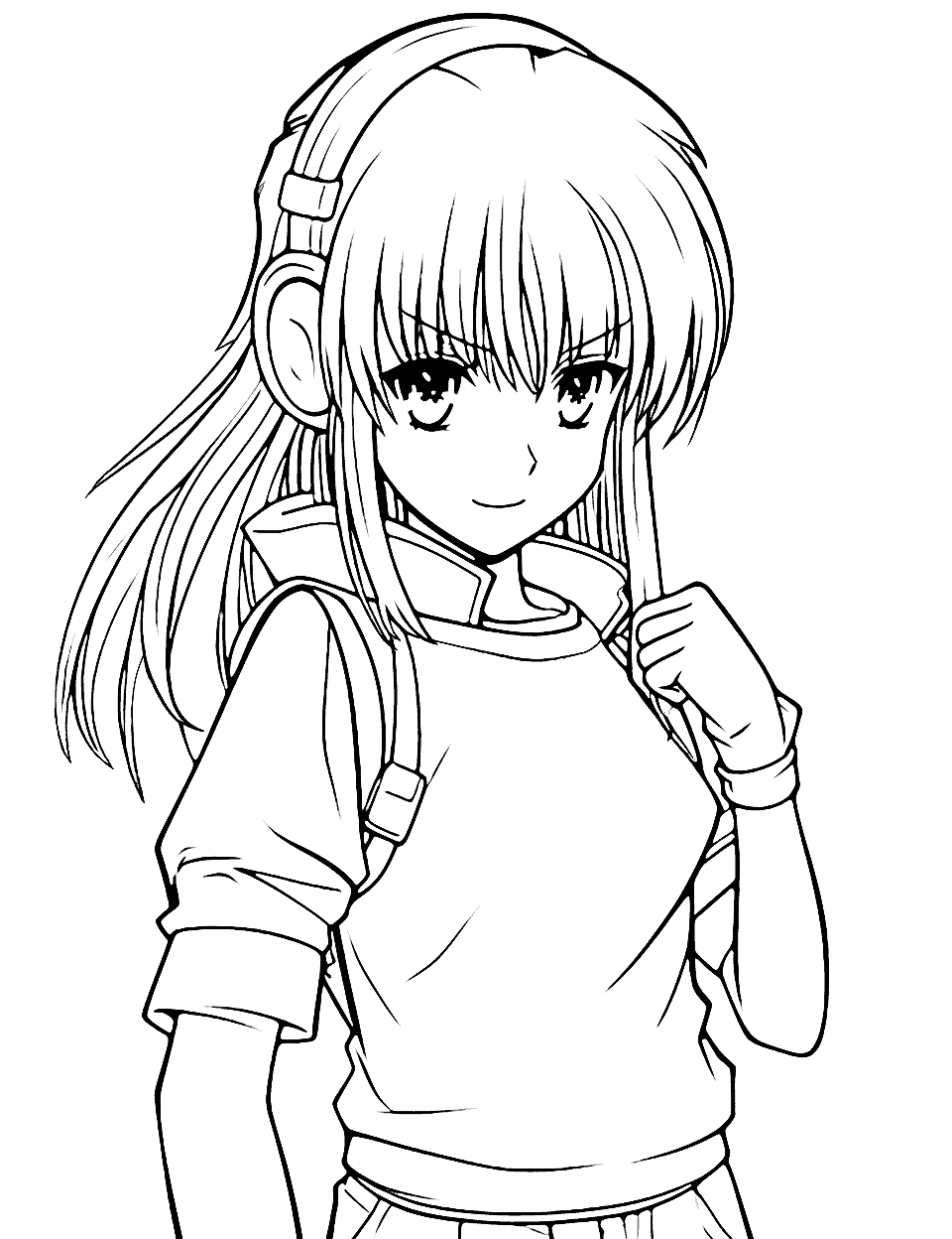 Anime Line Art Coloring Page - A simple anime line art for kids who love to color within the lines.