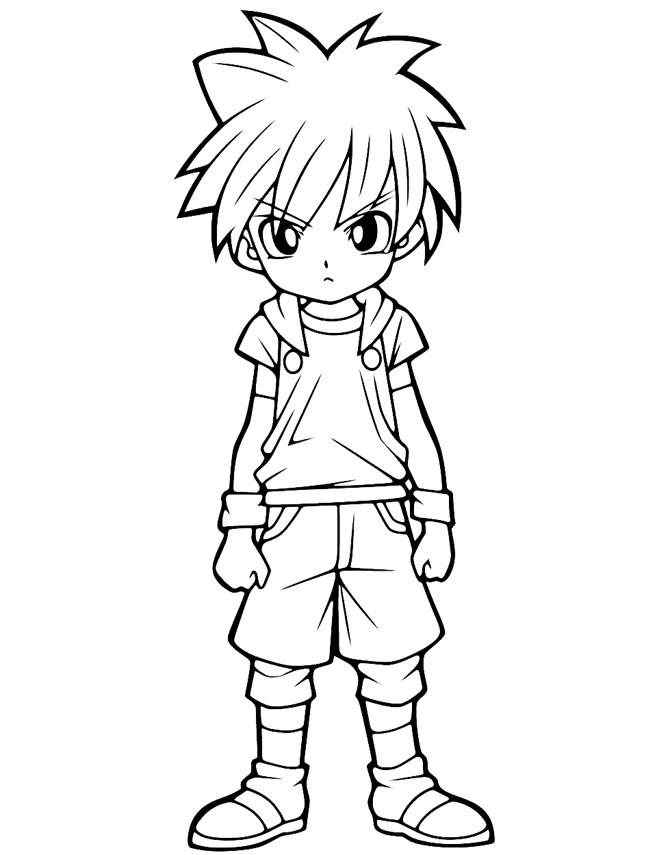 Sad Anime Boy Coloring Page - A coloring page featuring a sad anime boy, expressing deep emotions.